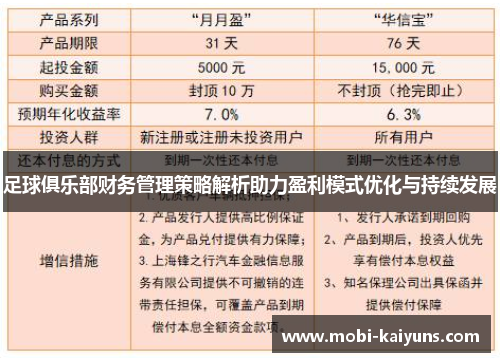足球俱乐部财务管理策略解析助力盈利模式优化与持续发展